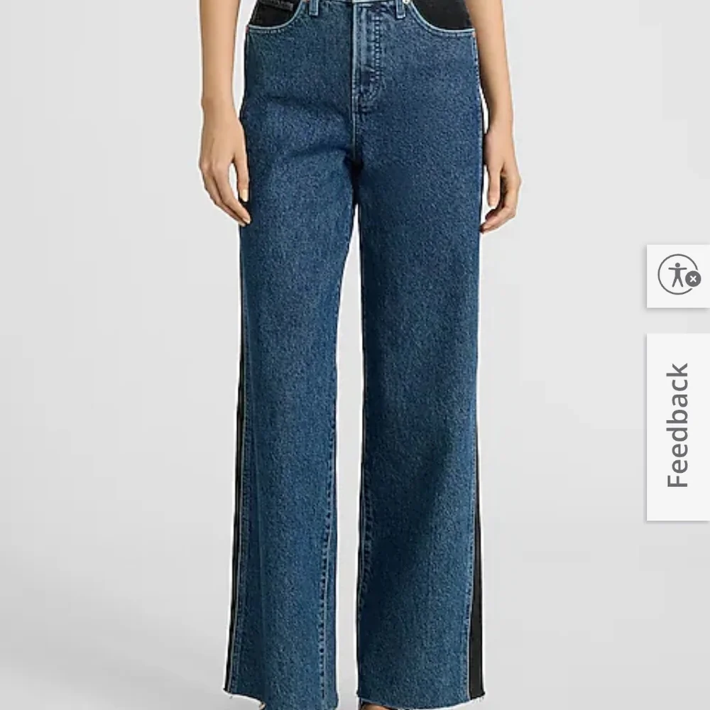 NWT EXPRESS Tuxedo Stripe Wide Leg Jeans Size 6L - Picture 3 of 16